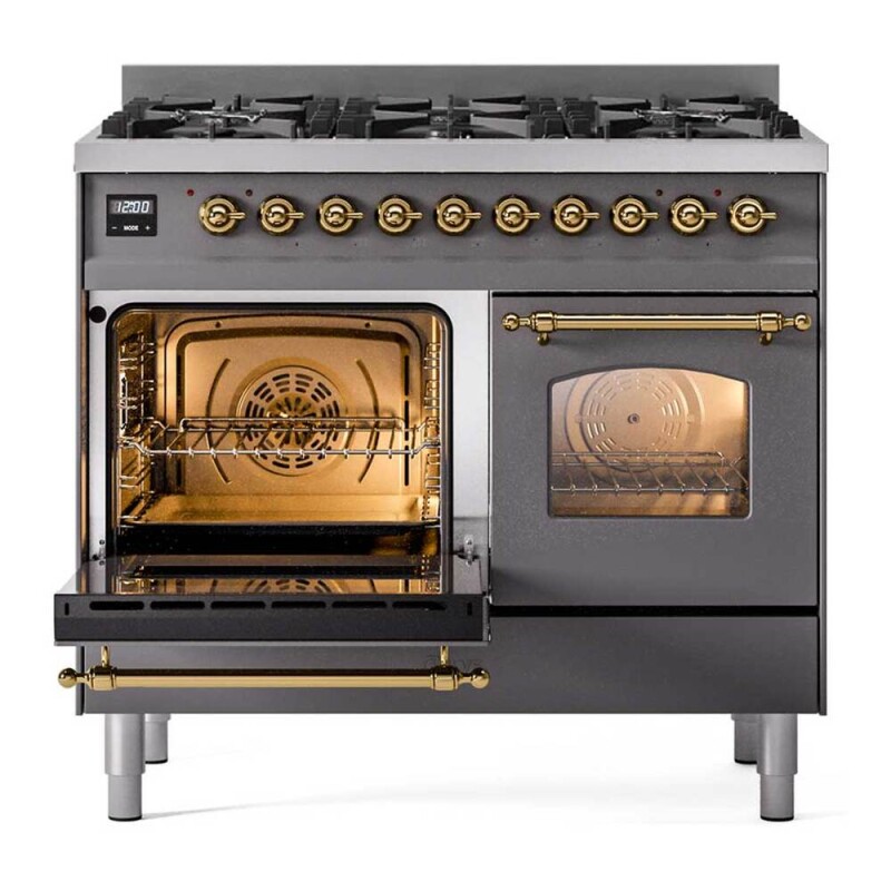 Nostalgie II 40 inch Dual Fuel Range with 6 Total Black Burners, Trim UPD406NMPMGG