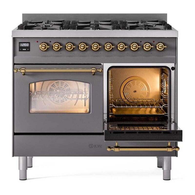 Nostalgie II 40 inch Dual Fuel Range with 6 Total Black Burners, Trim UPD406NMPMGG