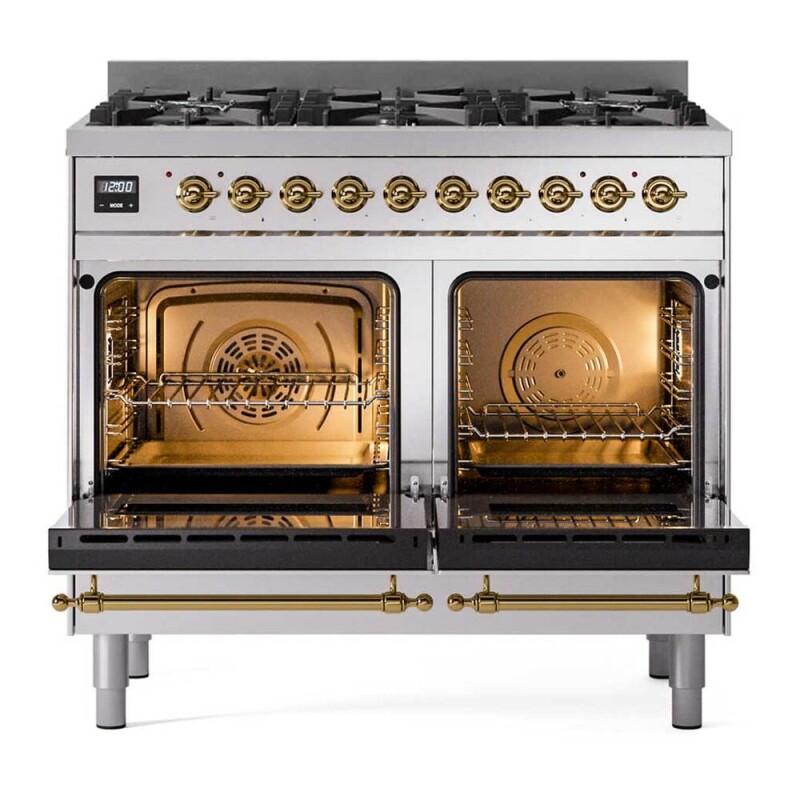 Nostalgie II 40 inch Dual Fuel Range with 6 Total Black Burners, Trim UPD406NMPSSG