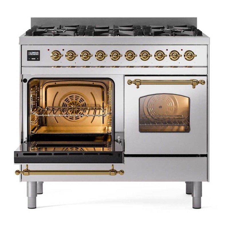 Nostalgie II 40 inch Dual Fuel Range with 6 Total Black Burners, Trim UPD406NMPSSG