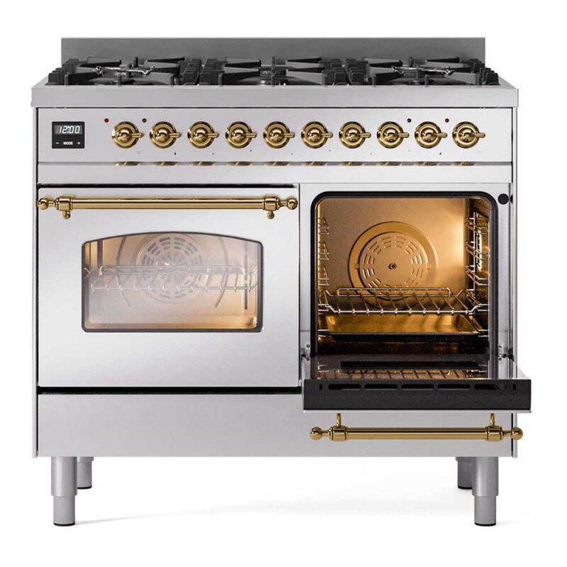 Nostalgie II 40 inch Dual Fuel Range with 6 Total Black Burners, Trim UPD406NMPSSG