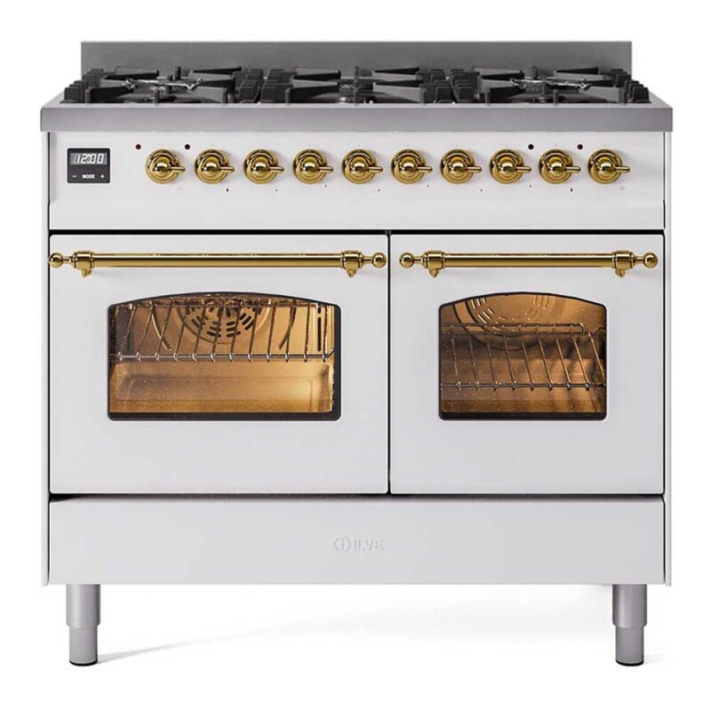 Nostalgie II 40 inch Dual Fuel Range with 6 Total Black Burners, Trim UPD406NMPWHGLP