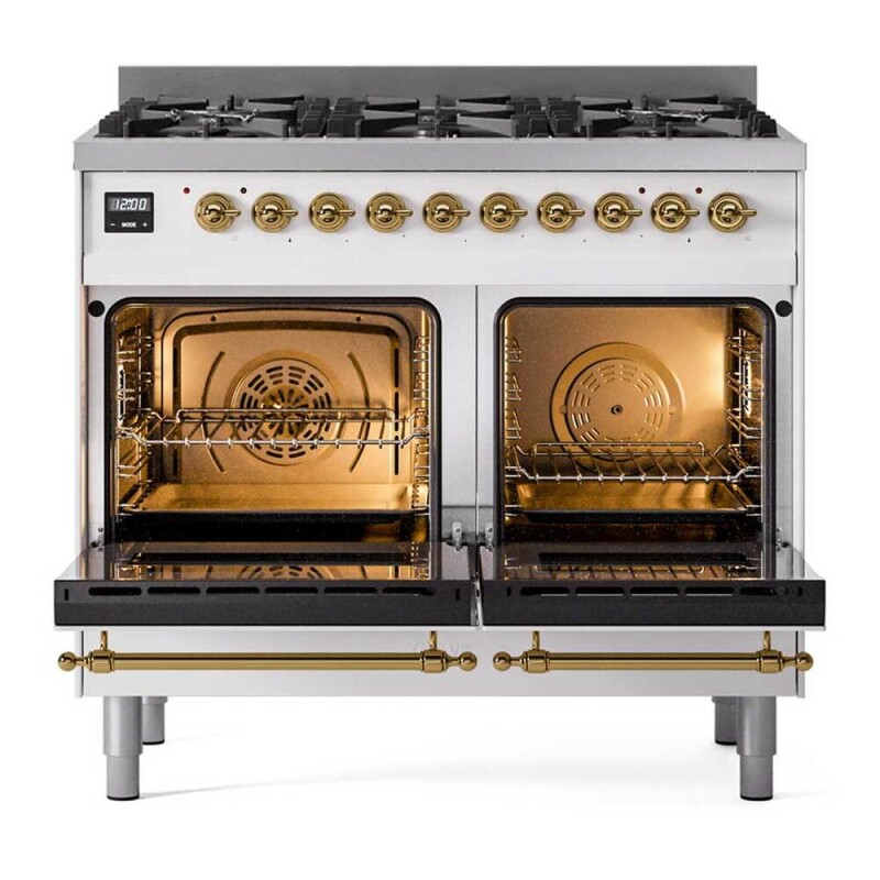 Nostalgie II 40 inch Dual Fuel Range with 6 Total Black Burners, Trim UPD406NMPWHGLP