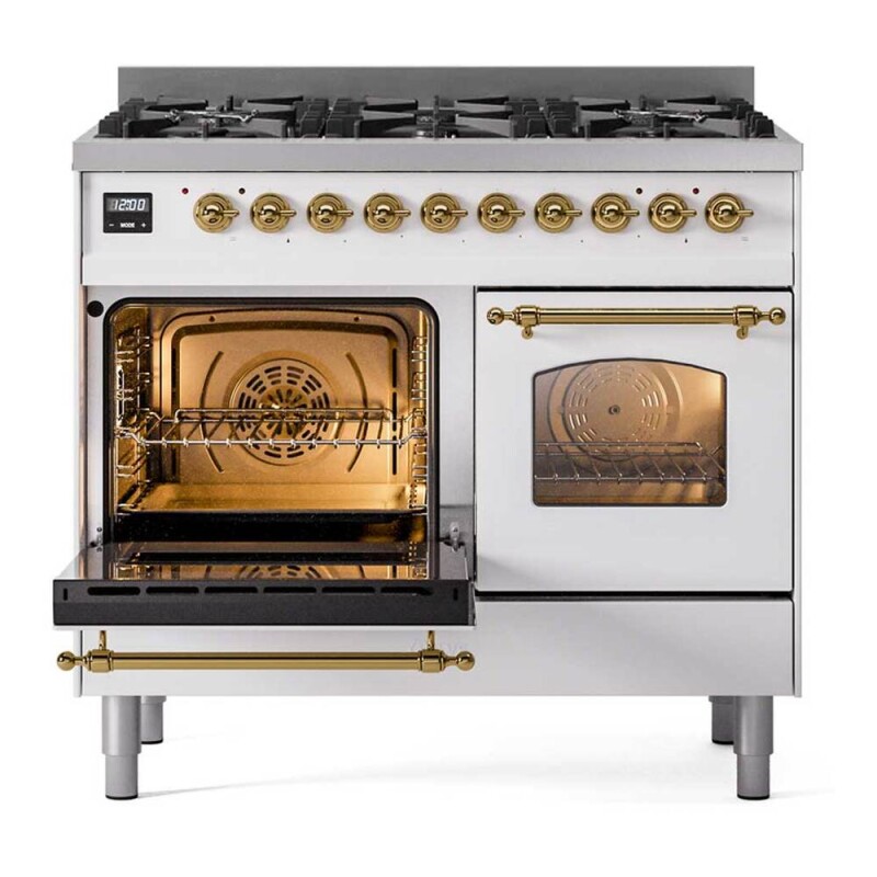 Nostalgie II 40 inch Dual Fuel Range with 6 Total Black Burners, Trim UPD406NMPWHGLP