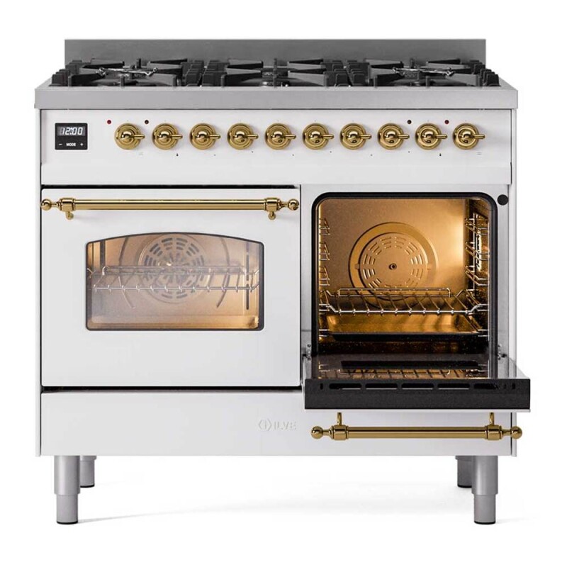 Nostalgie II 40 inch Dual Fuel Range with 6 Total Black Burners, Trim UPD406NMPWHGLP
