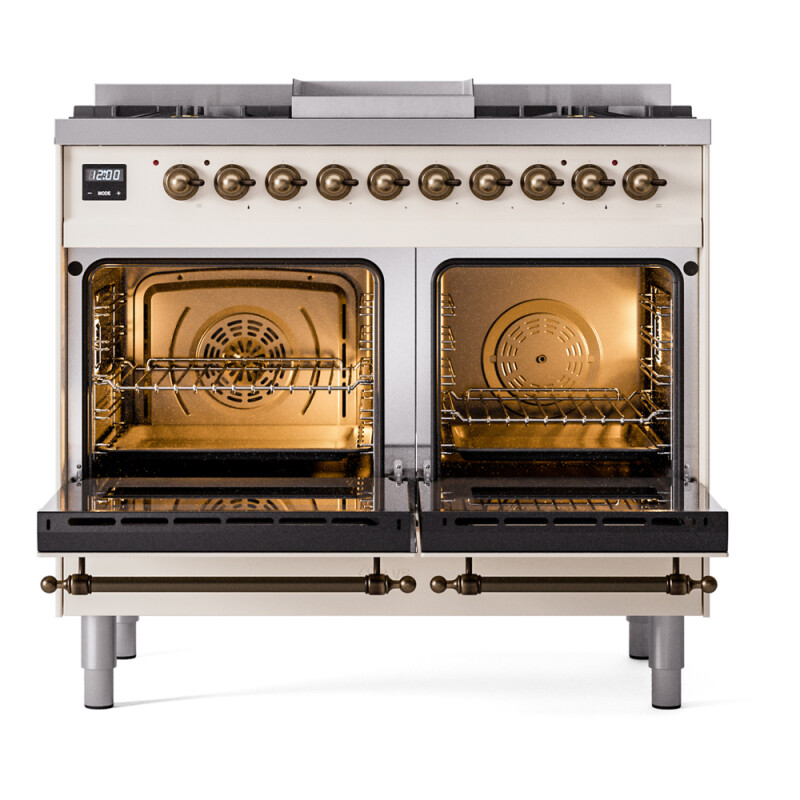 Nostalgie II 40 inch Dual Fuel Range with Double Ovens, 6 Burners and Griddle UPD40FNMPAWB