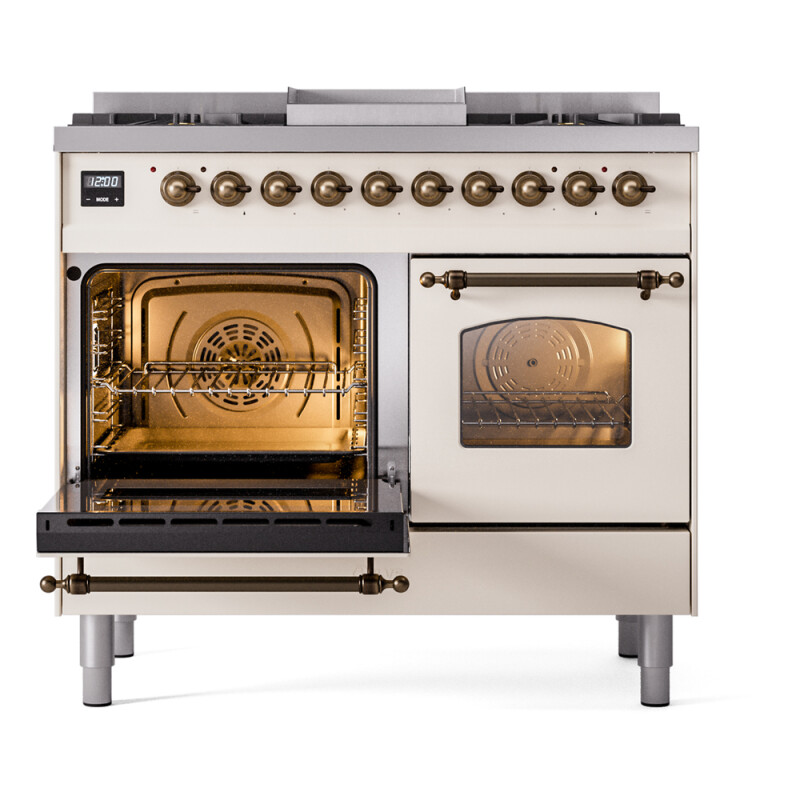 Nostalgie II 40 inch Dual Fuel Range with Double Ovens, 6 Burners and Griddle UPD40FNMPAWB