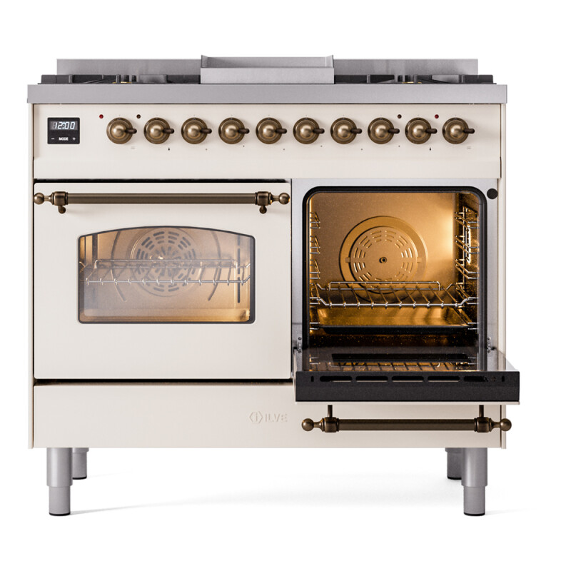 Nostalgie II 40 inch Dual Fuel Range with Double Ovens, 6 Burners and Griddle UPD40FNMPAWBLP