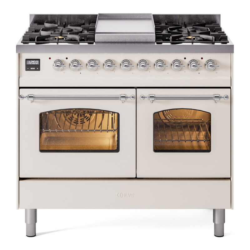 Nostalgie II 40 inch Dual Fuel Range with Double Ovens, 6 Burners and Griddle UPD40FNMPAWC