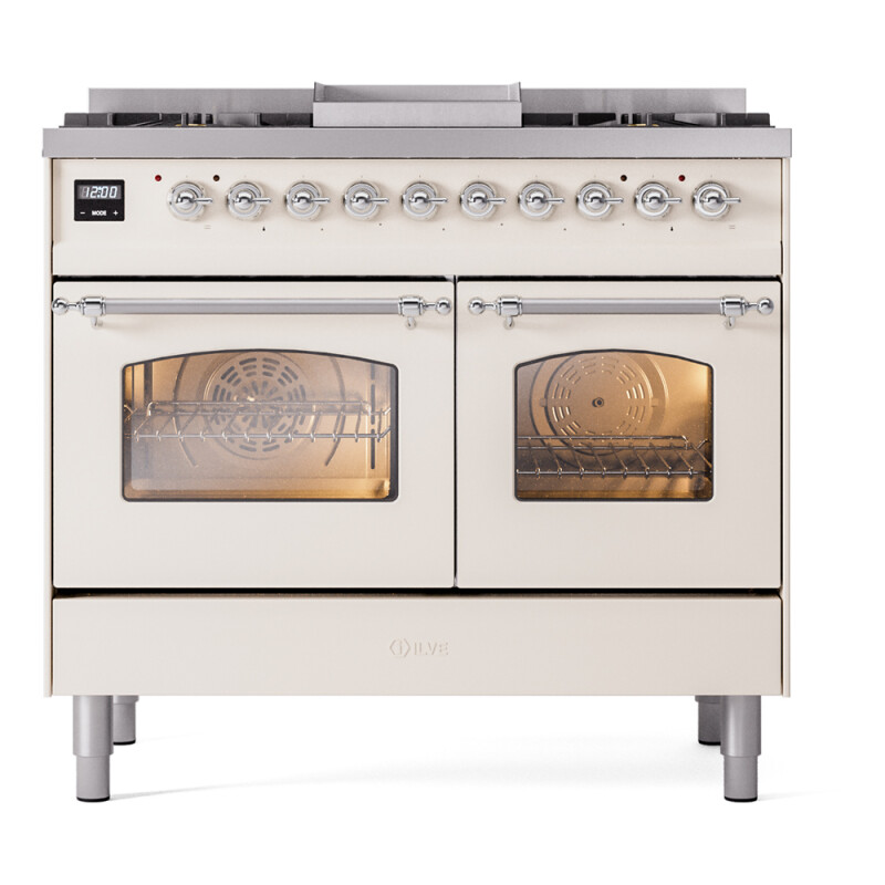 Nostalgie II 40 inch Dual Fuel Range with Double Ovens, 6 Burners and Griddle UPD40FNMPAWC