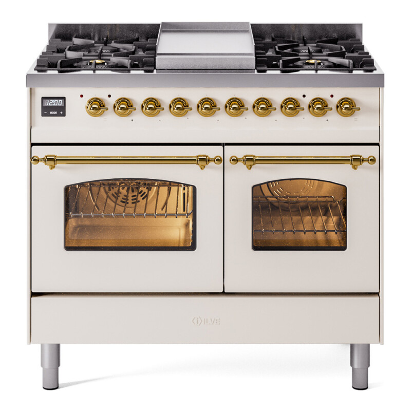 Nostalgie II 40 inch Dual Fuel Range with Double Ovens, 6 Burners and Griddle UPD40FNMPAWG