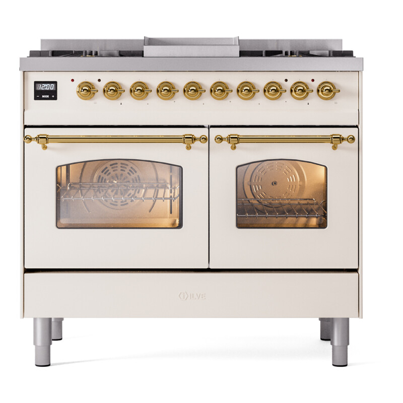 Nostalgie II 40 inch Dual Fuel Range with Double Ovens, 6 Burners and Griddle UPD40FNMPAWG
