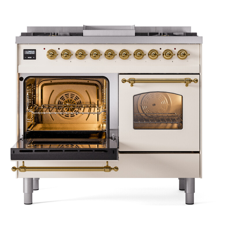 Nostalgie II 40 inch Dual Fuel Range with Double Ovens, 6 Burners and Griddle UPD40FNMPAWGLP