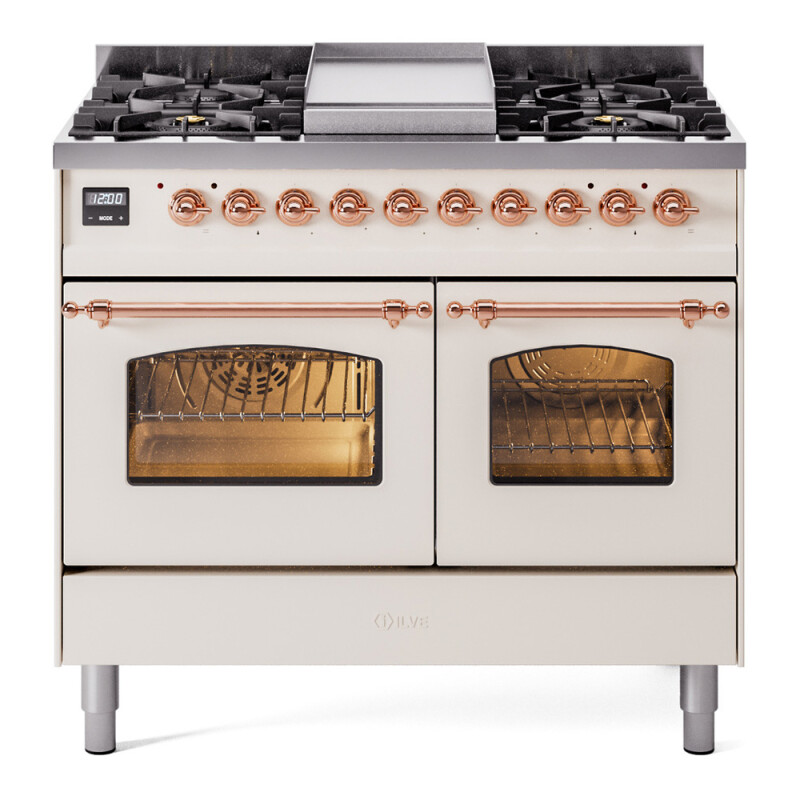 Nostalgie II 40 inch Dual Fuel Range with Double Ovens, 6 Burners and Griddle UPD40FNMPAWPLP