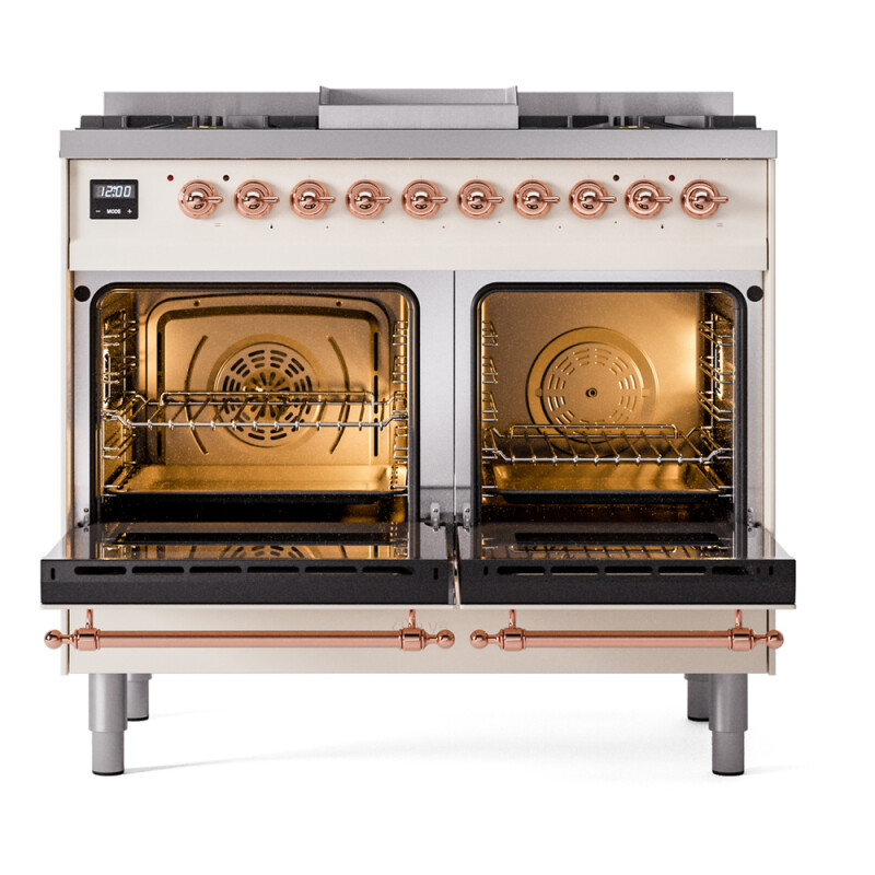 Nostalgie II 40 inch Dual Fuel Range with Double Ovens, 6 Burners and Griddle UPD40FNMPAWPLP