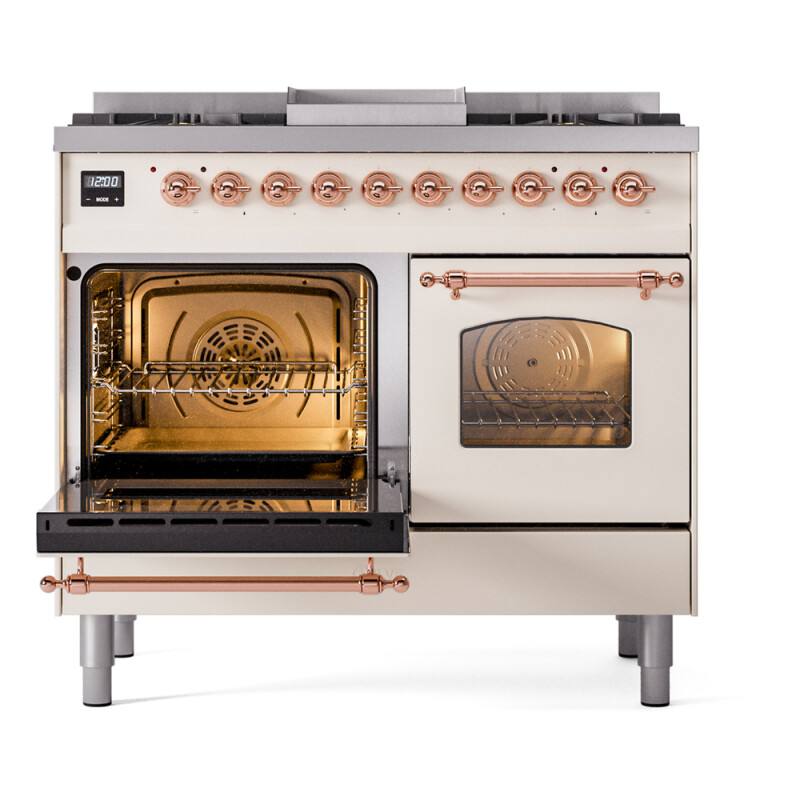 Nostalgie II 40 inch Dual Fuel Range with Double Ovens, 6 Burners and Griddle UPD40FNMPAWPLP
