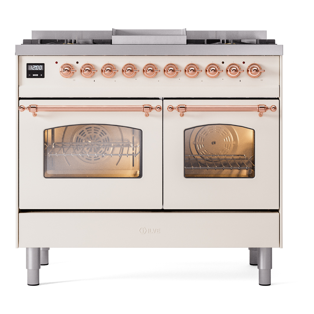 Nostalgie II 40 inch Dual Fuel Range with Double Ovens, 6 Burners and Griddle UPD40FNMPAWP