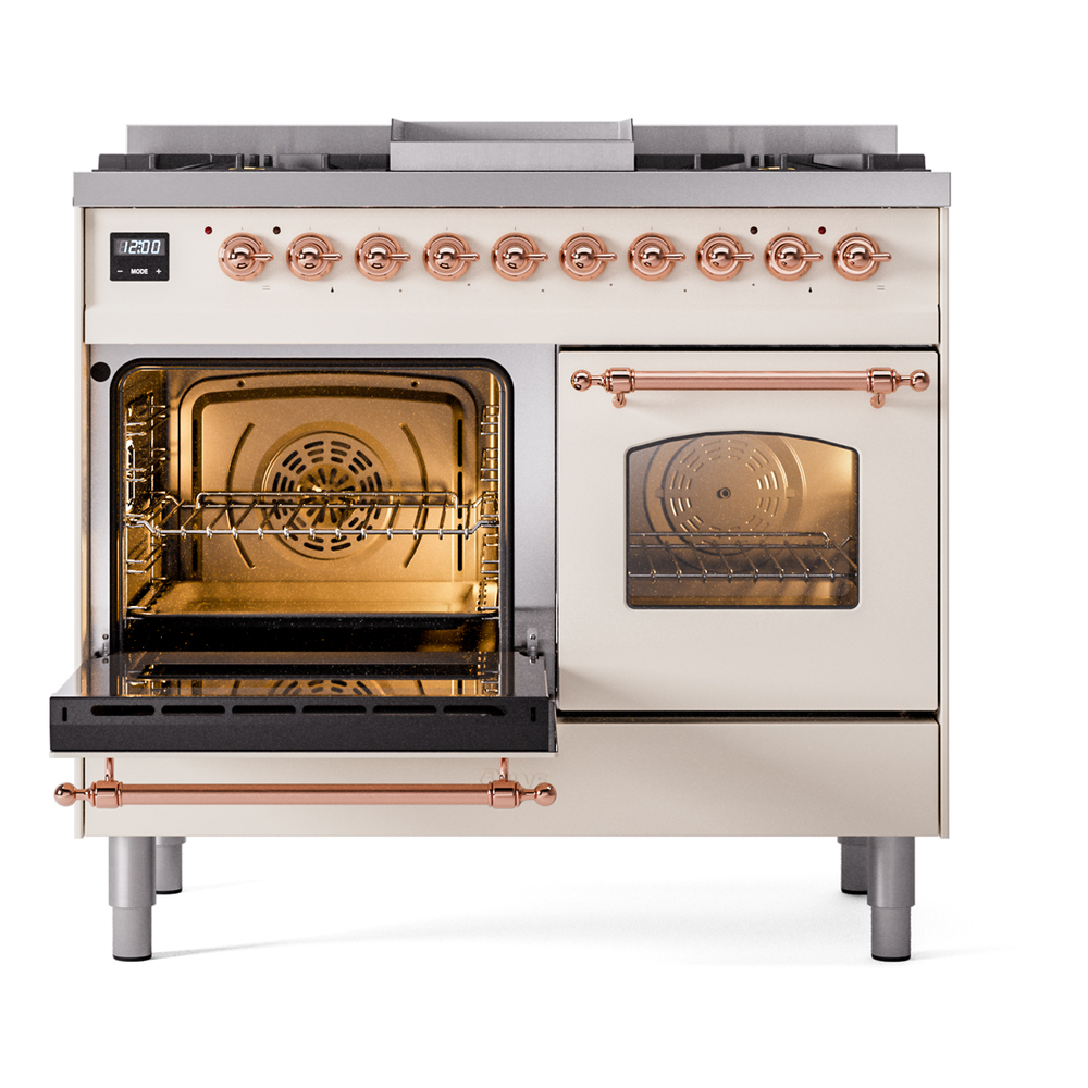 Nostalgie II 40 inch Dual Fuel Range with Double Ovens, 6 Burners and Griddle UPD40FNMPAWP