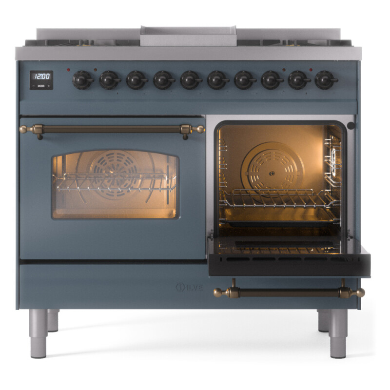Nostalgie II 40 inch Dual Fuel Range with Double Ovens, 6 Burners and Griddle UPD40FNMPBGBLP