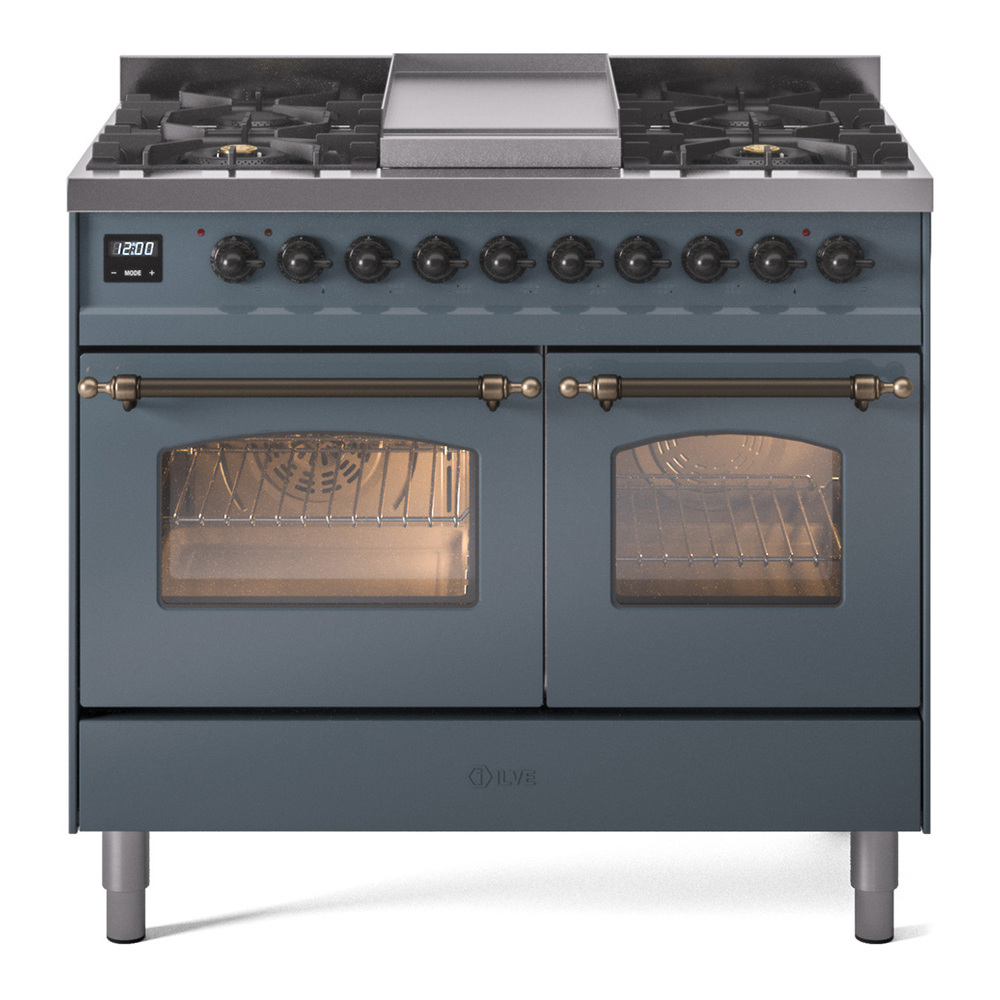 Nostalgie II 40 inch Dual Fuel Range with Double Ovens, 6 Burners and Griddle UPD40FNMPBGB