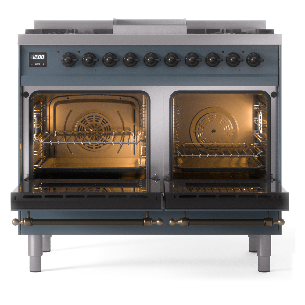 Nostalgie II 40 inch Dual Fuel Range with Double Ovens, 6 Burners and Griddle UPD40FNMPBGB