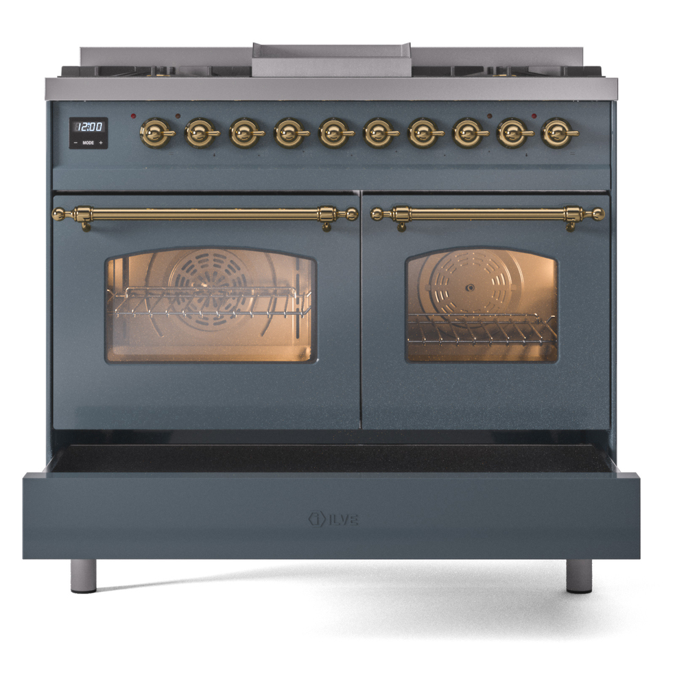 Nostalgie II 40 inch Dual Fuel Range with Double Ovens, 6 Burners and Griddle UPD40FNMPBGG