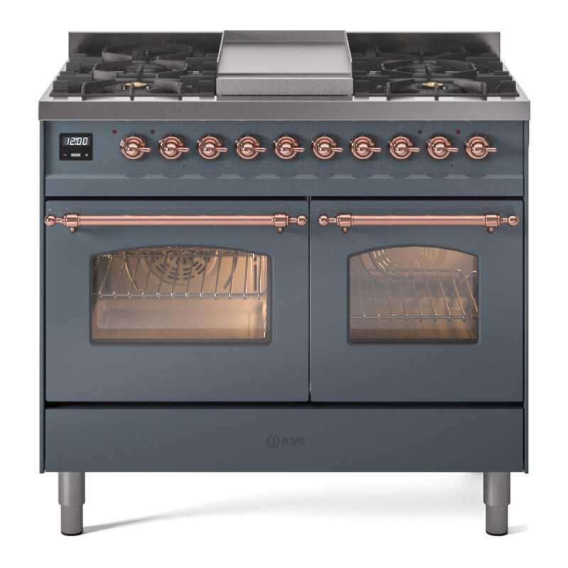 Nostalgie II 40 inch Dual Fuel Range with Double Ovens, 6 Burners and Griddle UPD40FNMPBGP
