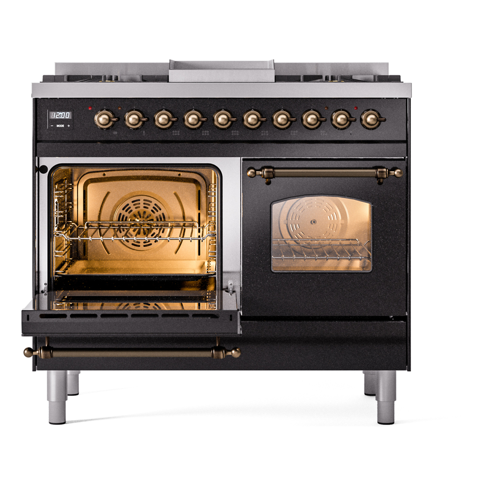 Nostalgie II 40 inch Dual Fuel Range with Double Ovens, 6 Burners and Griddle UPD40FNMPBKBLP