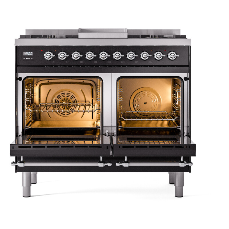 Nostalgie II 40 inch Dual Fuel Range with Double Ovens, 6 Burners and Griddle UPD40FNMPBKC
