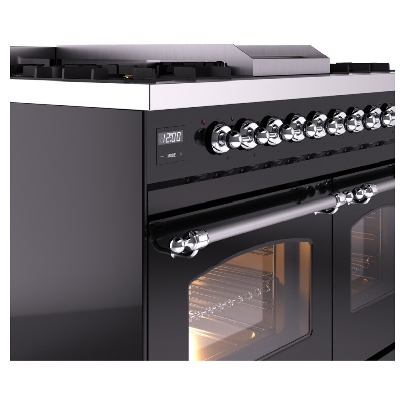 Nostalgie II 40 inch Dual Fuel Range with Double Ovens, 6 Burners and Griddle UPD40FNMPBKC