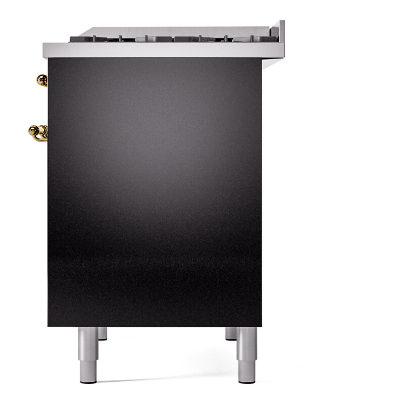 Nostalgie II 40 UPD40FNMPBKG Freestanding Dual Fuel Range with 6 Sealed Burners with Griddle Double Oven with Triple Glass Door with Brass knobs UPD40FNMPBKGLP