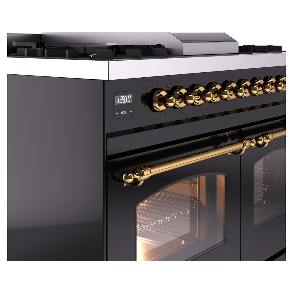 Nostalgie II 40 inch Dual Fuel Range with Double Ovens, 6 Burners and Griddle UPD40FNMPBKG