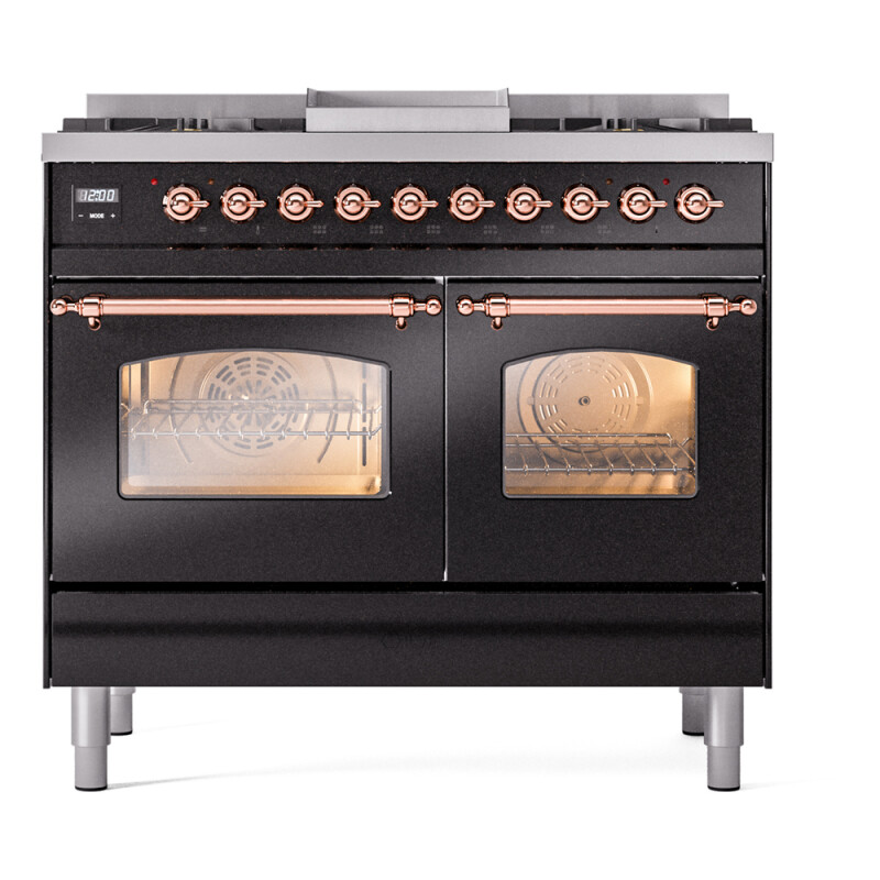 Nostalgie II 40 inch Dual Fuel Range with Double Ovens, 6 Burners and Griddle UPD40FNMPBKP