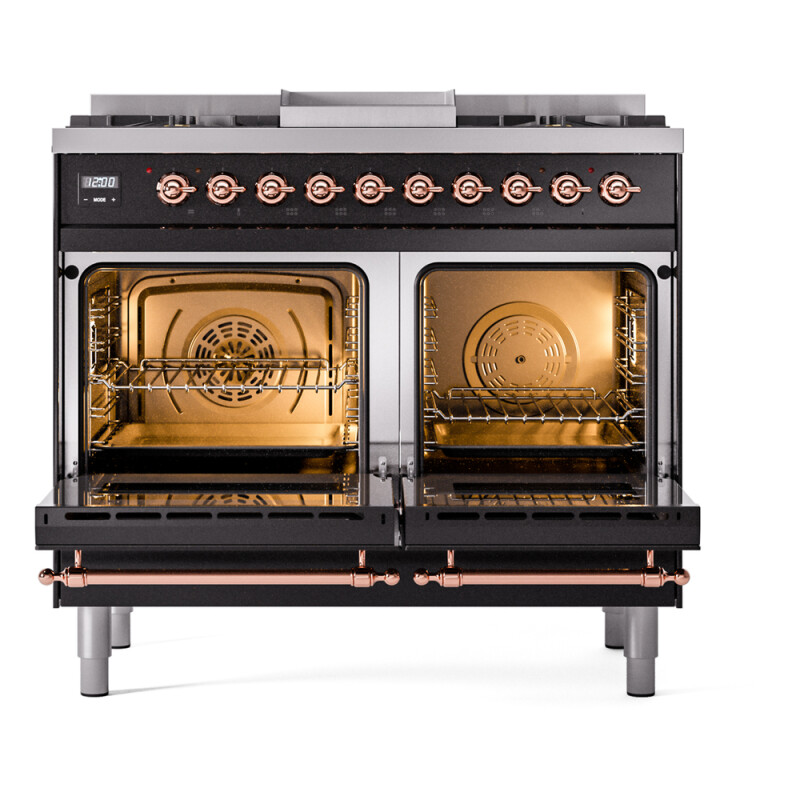 Nostalgie II 40 inch Dual Fuel Range with Double Ovens, 6 Burners and Griddle UPD40FNMPBKP