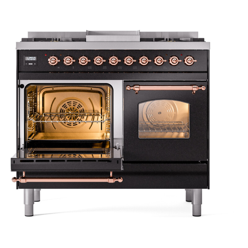 Nostalgie II 40 inch Dual Fuel Range with Double Ovens, 6 Burners and Griddle UPD40FNMPBKP