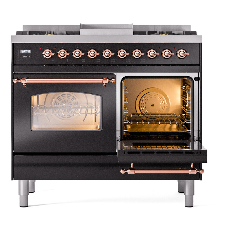 Nostalgie II 40 inch Dual Fuel Range with Double Ovens, 6 Burners and Griddle UPD40FNMPBKP