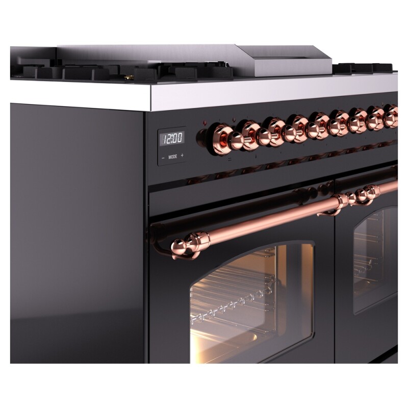 Nostalgie II 40 inch Dual Fuel Range with Double Ovens, 6 Burners and Griddle UPD40FNMPBKP