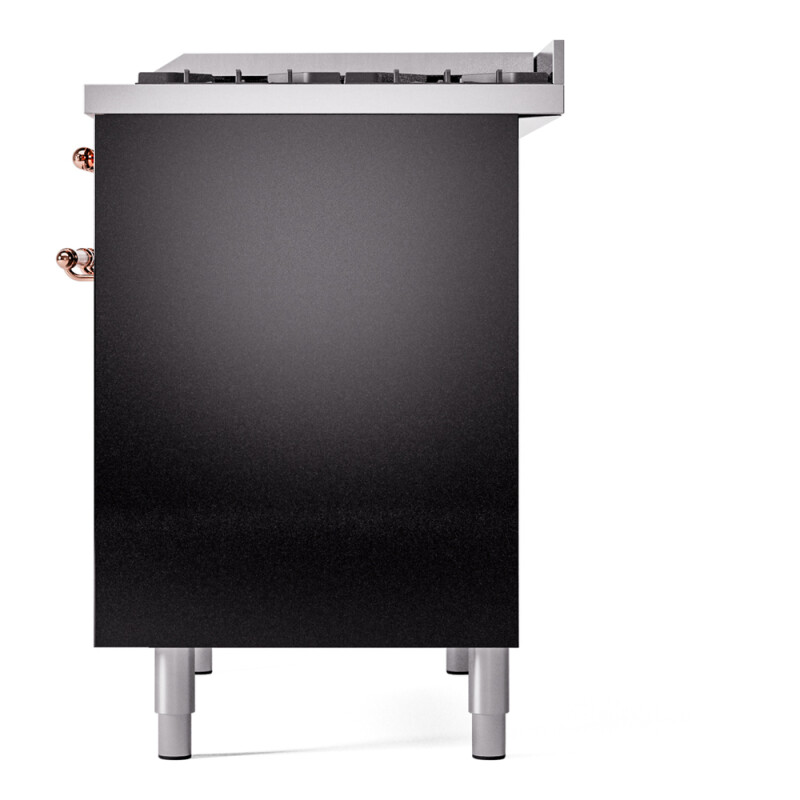 Nostalgie II 40 UPD40FNMPBKP Freestanding Dual Fuel Range with 6 Sealed Burners with Griddle Double Oven with Triple Glass Door with Copper knobs UPD40FNMPBKPLP