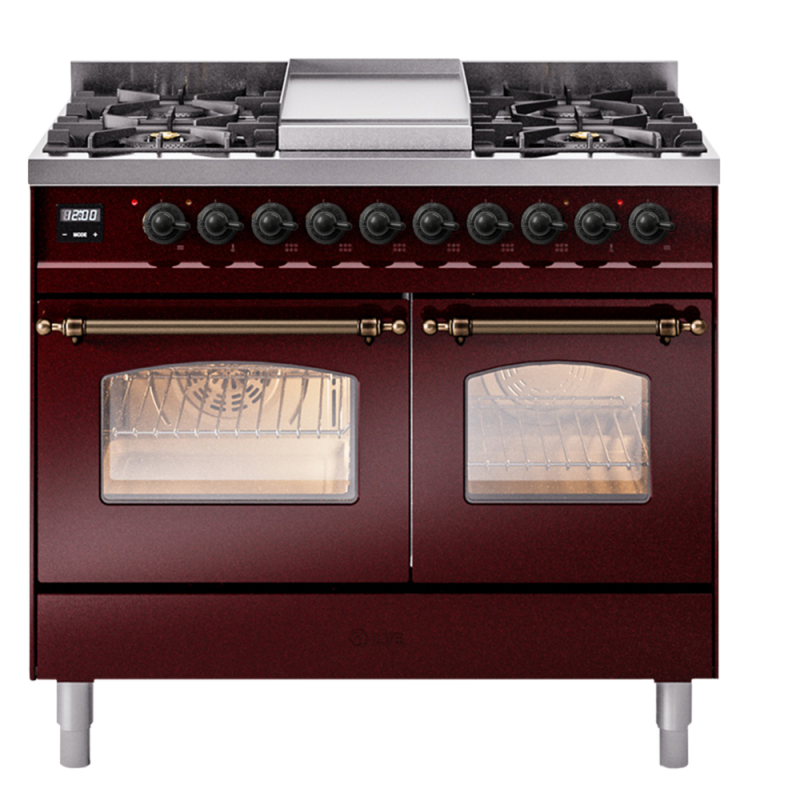 Nostalgie II 40 inch Dual Fuel Range with Double Ovens, 6 Burners and Griddle UPD40FNMPBUB