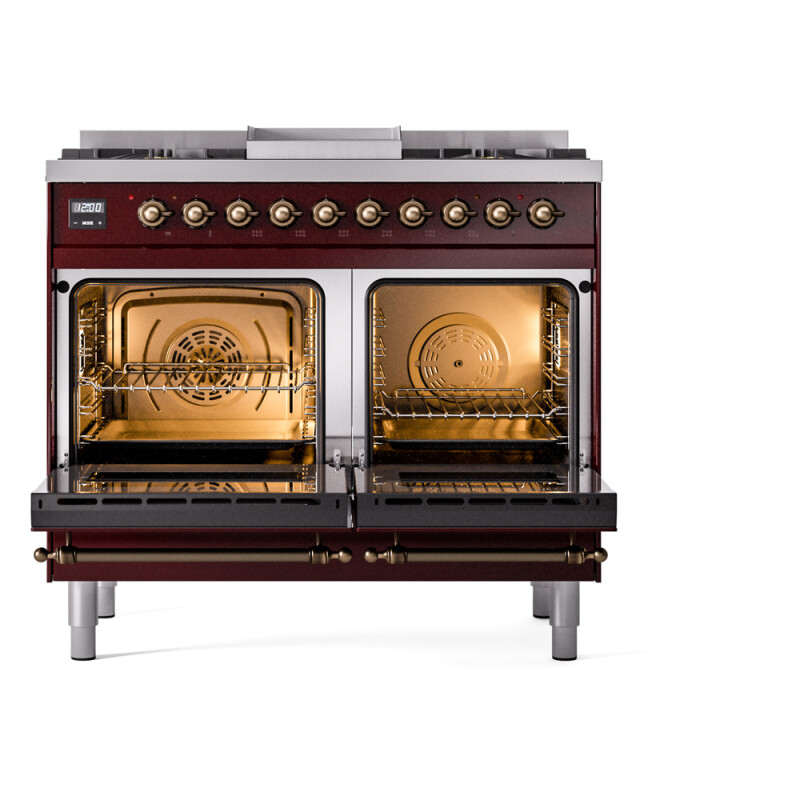 Nostalgie II 40 inch Dual Fuel Range with Double Ovens, 6 Burners and Griddle UPD40FNMPBUB
