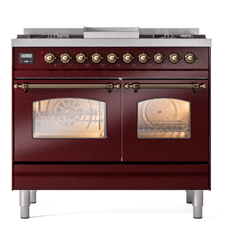 Nostalgie II 40 inch Dual Fuel Range with Double Ovens, 6 Burners and Griddle UPD40FNMPBUBLP