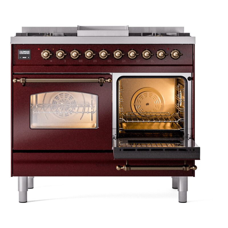 Nostalgie II 40 inch Dual Fuel Range with Double Ovens, 6 Burners and Griddle UPD40FNMPBUBLP