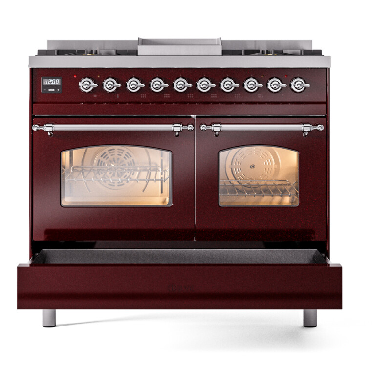 Nostalgie II 40 inch Dual Fuel Range with Double Ovens, 6 Burners and Griddle UPD40FNMPBUC