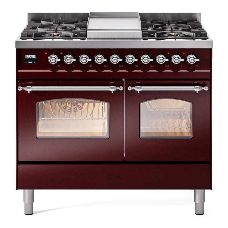 Nostalgie II 40 inch Dual Fuel Range with Double Ovens, 6 Burners and Griddle UPD40FNMPBUCLP