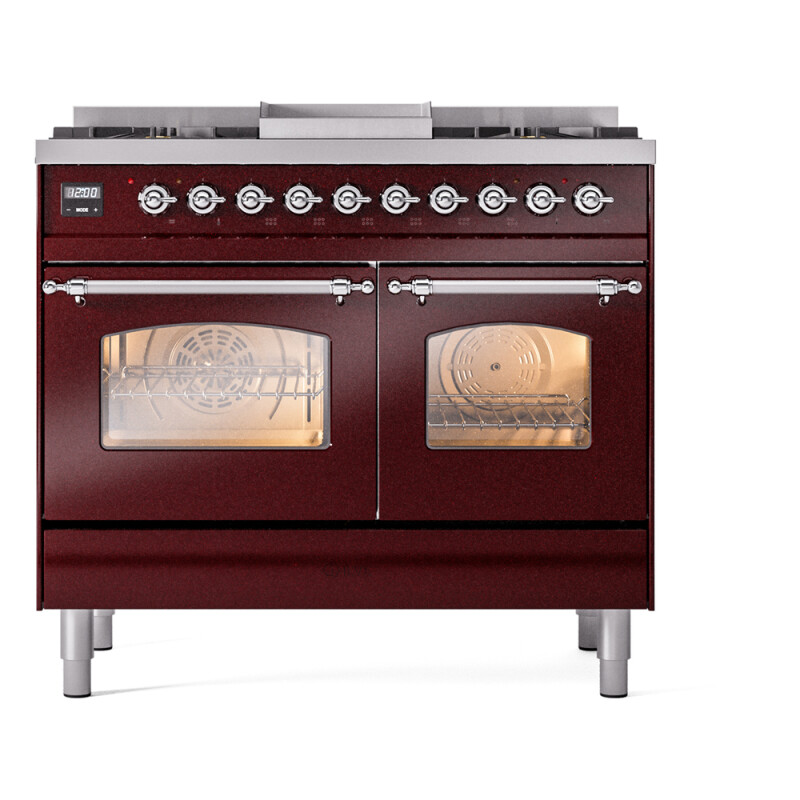 Nostalgie II 40 inch Dual Fuel Range with Double Ovens, 6 Burners and Griddle UPD40FNMPBUCLP