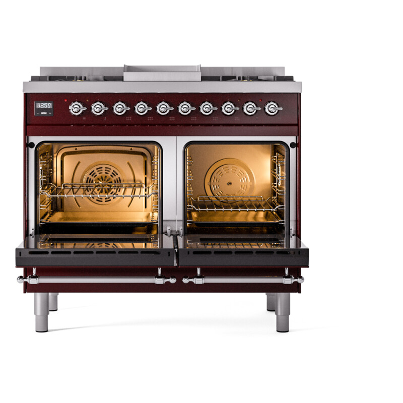 Nostalgie II 40 inch Dual Fuel Range with Double Ovens, 6 Burners and Griddle UPD40FNMPBUCLP