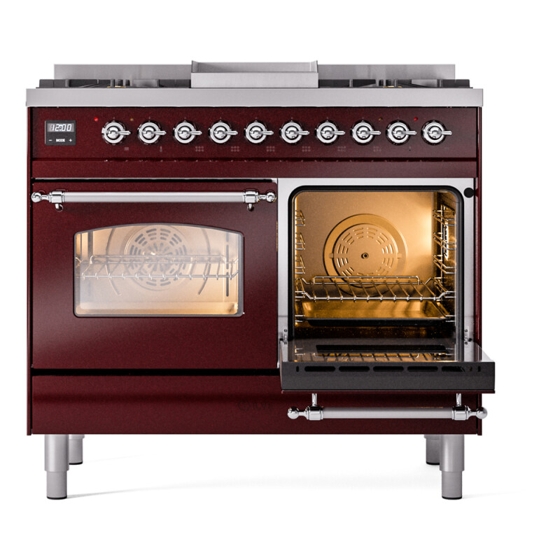 Nostalgie II 40 inch Dual Fuel Range with Double Ovens, 6 Burners and Griddle UPD40FNMPBUCLP
