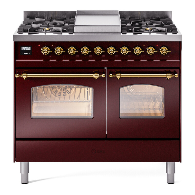 Nostalgie II 40 inch Dual Fuel Range with Double Ovens, 6 Burners and Griddle UPD40FNMPBUGLP