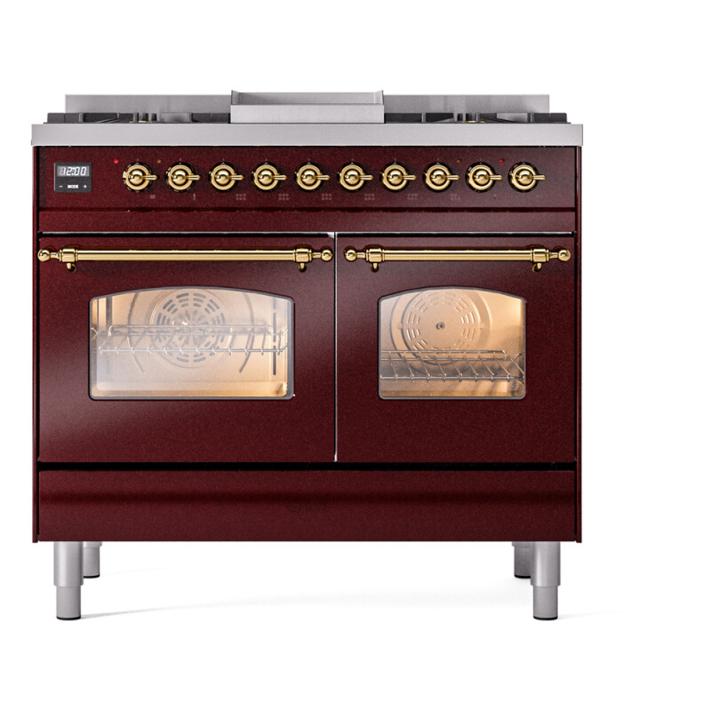 Nostalgie II 40 inch Dual Fuel Range with Double Ovens, 6 Burners and Griddle UPD40FNMPBUGLP