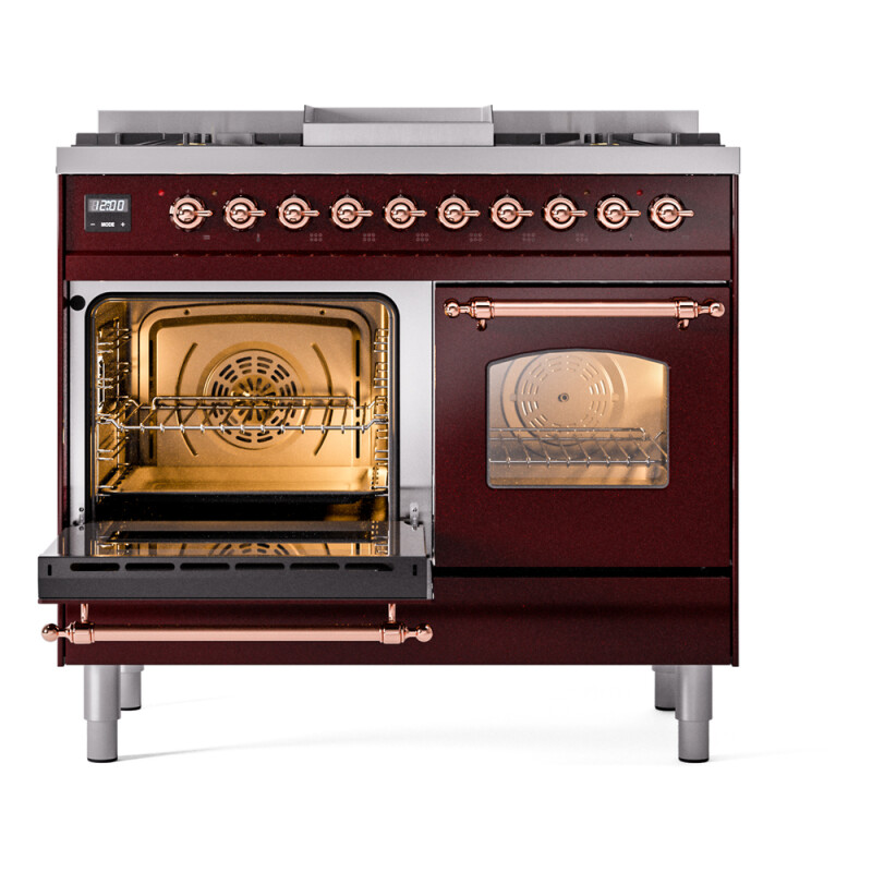 Nostalgie II 40 inch Dual Fuel Range with Double Ovens, 6 Burners and Griddle UPD40FNMPBUP